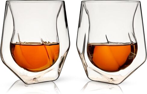 Viski Aerating Whiskey Tumbler, Whiskey Tasting Glass, Double Walled Snifter, Specialty Bourbon Tumbler, Clear Glass, Dishwasher Safe, 7 Oz, Set of 1 in Kuwait