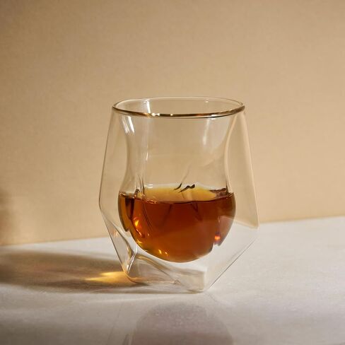 Viski Aerating Whiskey Tumbler, Whiskey Tasting Glass, Double Walled Snifter, Specialty Bourbon Tumbler, Clear Glass, Dishwasher Safe, 7 Oz, Set of 1 in Kuwait