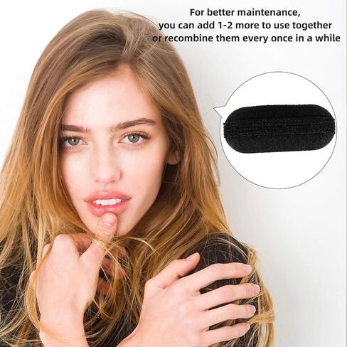 11 Pieces Sponge Volume Hair Bases Set Bump it Up Inserts Hair Styling Tools Bump Up Combs Clips Sponge Hair Bun Updo Accessories for Women Girl DIY Hairstyles (Black, Brown) in Saudi Arabia