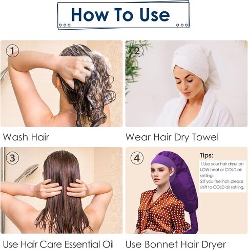 Bonnet Hood Hair Dryer Attachment: Upgraded Extra Large Adjustable Soft Dryer Caps - Easy to Use for Natural Curly Textured Hair Care Styling Fast Drying - Rose Gold in Saudi Arabia