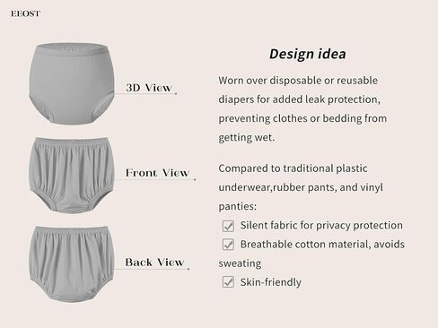 Adult Diaper Cover for Incontinence Noiseless Leak-Protection Underwear Plastic Pants Over Diapers Waterproof Rubber Pants (Black, XXXX-Large) in Kuwait