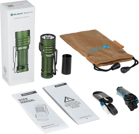 OLIGHT BatonTurbo EDC Rechargeable Handheld Flashlight, 1000 Lumens Compact LED and 510 Meters Long Throw Powerful Light, with Two-Way Clip and Landyard for Camping, Hiking and Home Use (OD Green) in Saudi Arabia
