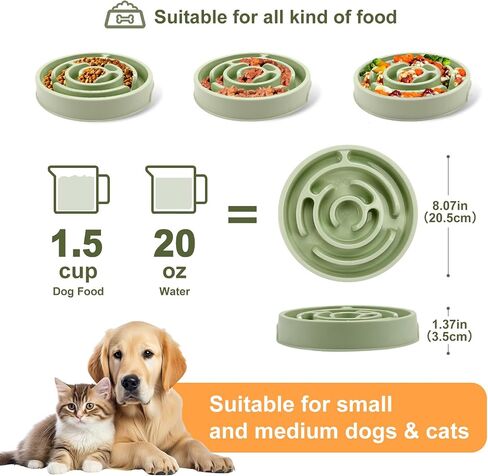 Slow Feeder Dog Bowls, Silicone Dog Bowl with Anti-Slip, Slow Feeder & Non-Slip Design, Boredom and Anxiety Reducer, Suitable for All Breed Dogs and Cat in Saudi Arabia