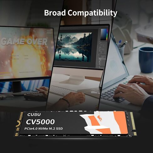 محرك الأقراص الصلبة الداخلي CUSU CV5000 SSD 2 تيرابايت PCIe Gen4x4 NVMe M.2 2280، سرعة قراءة تصل إلى 5000 ميجابايت/ثانية، مع ملصق تبريد، تخزين للكمبيوتر الشخصي وسطح المكتب وأجهزة الكمبيوتر المحمولة in Saudi Arabia