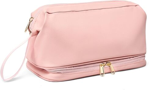 حقيبة أدوات الزينة كبيرة للسفر للرجال والنساء، حقيبة تنظيم المكياج، مجموعة دوب، حقيبة مستحضرات تجميل معلقة مقاومة للماء لإكسسوارات أدوات الزينة (رمادي) in Kuwait