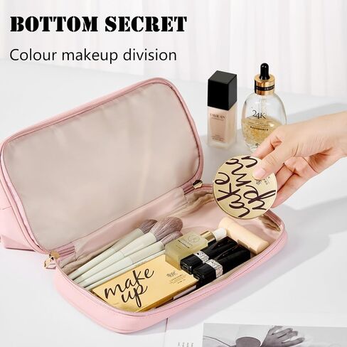 حقيبة أدوات الزينة كبيرة للسفر للرجال والنساء، حقيبة تنظيم المكياج، مجموعة دوب، حقيبة مستحضرات تجميل معلقة مقاومة للماء لإكسسوارات أدوات الزينة (رمادي) in Kuwait