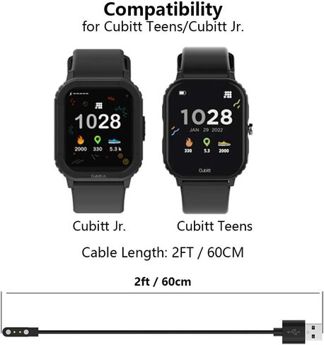2Pack Charger Compatible with Cubitt Teens/Cubitt Jr., 2FT Smart Watch Replacement USB Charging Cable Cord in Saudi Arabia