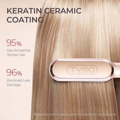 TYMO Ring Pink Hair Straightener Brush – Hair Straightening Iron with Built-in Comb, 20s Fast Heating & 5 Temp Settings & Anti-Scald, Perfect for Professional Salon at Home in Saudi Arabia