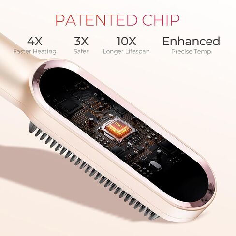 TYMO Ring Pink Hair Straightener Brush – Hair Straightening Iron with Built-in Comb, 20s Fast Heating & 5 Temp Settings & Anti-Scald, Perfect for Professional Salon at Home in Saudi Arabia