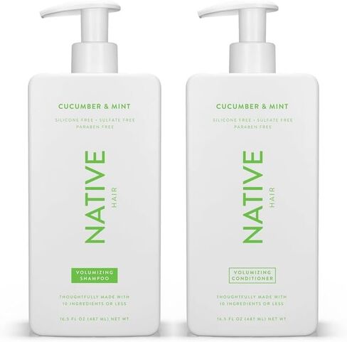 Native Shampoo and Conditioner Set | Sulfate Free, Paraben Free, Dye Free, with Naturally Derived Clean Ingredients| 16.5 oz (Coconut & Vanilla, Moisturizing), 2, 1.3 ounces in Saudi Arabia