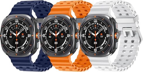 Getino متوافق مع Samsung Galaxy Watch Ultra Band 47mm، حزام رياضي من السيليكون الناعم المحيطي للرجال لساعة Samsung Ultra Band Women، برتقالي، أسود ورمادي - 3 عبوات in Saudi Arabia