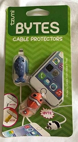 Tzumi Bytes Cable Protectors for iPhone/iPad USB Cable, Cute Animals Charging Cable Saver, Phone Accessory Protect USB Charger (Dalmatian and Sheep) in Saudi Arabia