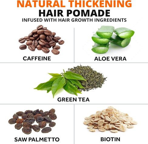 Hair Styling Thickening Pomade - Matte Medium Hold - Hair Growth Ingredients Biotin, Saw Palmetto, Caffeine, Green Tea, Aloe Vera, Niacinamide - Easy To Wash Out - All Day Hold For All Hairstyles in Saudi Arabia