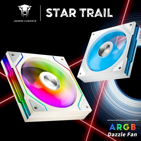 Jungle Leopard Star Trall ARGB Computer Case Fan,Double Sided Infinity Mirror Design Cooling Fan, 120mm CPU Case Fan PWM 800~1850RPM 58.36CFM 2.07mmH20 HDB Bearing for PC Case&CPU Cooler in Saudi Arabia