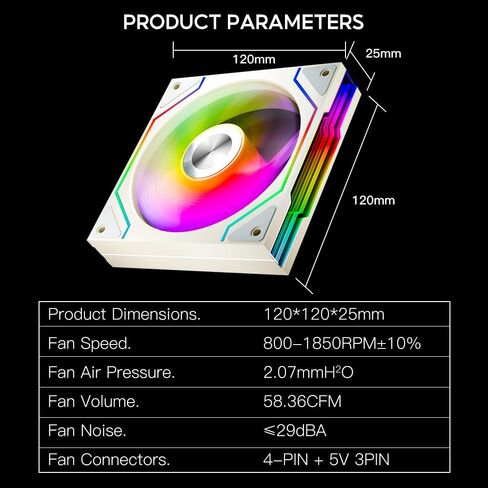 Jungle Leopard Star Trall ARGB Computer Case Fan,Double Sided Infinity Mirror Design Cooling Fan, 120mm CPU Case Fan PWM 800~1850RPM 58.36CFM 2.07mmH20 HDB Bearing for PC Case&CPU Cooler in Saudi Arabia