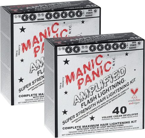 MANIC PANIC Flash Lightning Hair Bleach Kit - 40 Volume Developer + Bleach Powder Hair Lightener For Dark Hair + Lifting up to Seven Levels - Vegan And Cruelty Free in Saudi Arabia