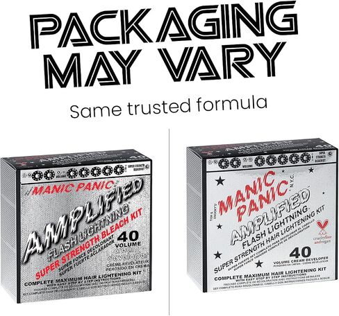 MANIC PANIC Flash Lightning Hair Bleach Kit - 40 Volume Developer + Bleach Powder Hair Lightener For Dark Hair + Lifting up to Seven Levels - Vegan And Cruelty Free in Saudi Arabia