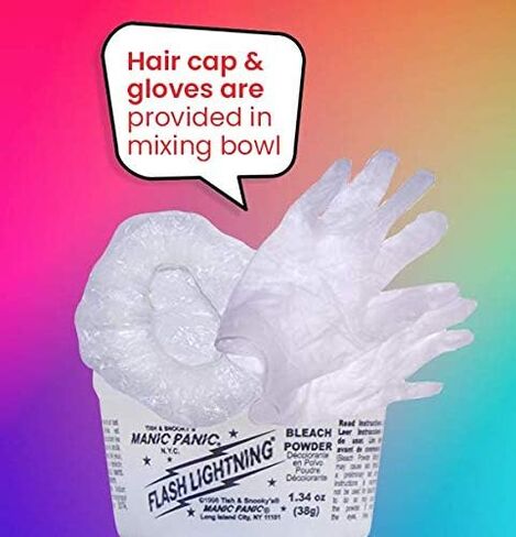 MANIC PANIC Flash Lightning Hair Bleach Kit - 40 Volume Developer + Bleach Powder Hair Lightener For Dark Hair + Lifting up to Seven Levels - Vegan And Cruelty Free in Saudi Arabia