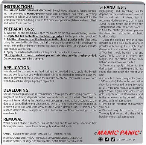 MANIC PANIC Flash Lightning Hair Bleach Kit - 40 Volume Developer + Bleach Powder Hair Lightener For Dark Hair + Lifting up to Seven Levels - Vegan And Cruelty Free in Saudi Arabia