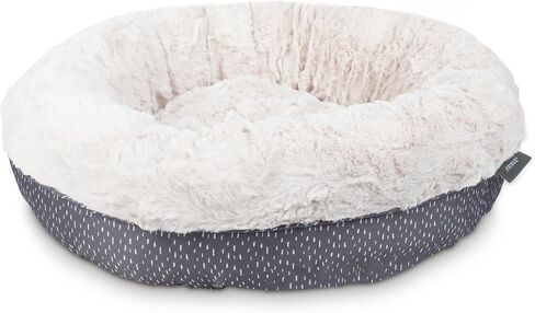 Fringe Studio Dot Paw Charcoal Small Circle Pet Bed 18"- Poly Filled with Faux Fur Interior - Machine Washable in Saudi Arabia