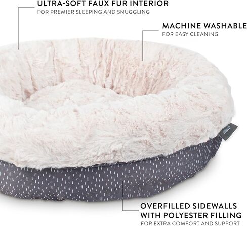 Fringe Studio Dot Paw Charcoal Small Circle Pet Bed 18"- Poly Filled with Faux Fur Interior - Machine Washable in Saudi Arabia