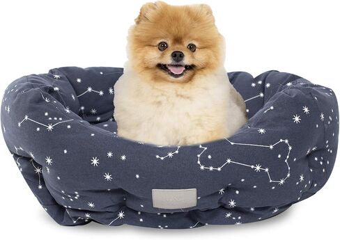 Fringe Studio Dot Paw Charcoal Small Circle Pet Bed 18"- Poly Filled with Faux Fur Interior - Machine Washable in Saudi Arabia