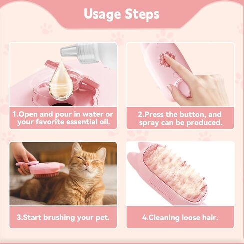 Cat Steam Brush for Shedding, 3 in 1 Pet Steam Brush, Silicone Massage Grooming Brushes for Long or Short Haired Dogs Cats, Removes Static Flying Hair, Water Cat Brush for Furry Pet(Beige) in Saudi Arabia