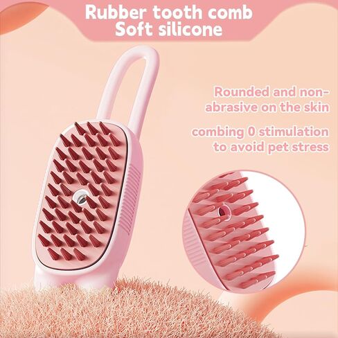 Cat Steam Brush for Shedding, 3 in 1 Pet Steam Brush, Silicone Massage Grooming Brushes for Long or Short Haired Dogs Cats, Removes Static Flying Hair, Water Cat Brush for Furry Pet(Beige) in Saudi Arabia