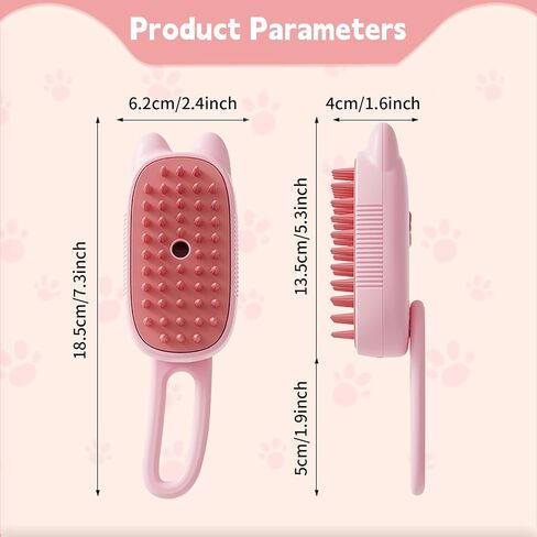 Cat Steam Brush for Shedding, 3 in 1 Pet Steam Brush, Silicone Massage Grooming Brushes for Long or Short Haired Dogs Cats, Removes Static Flying Hair, Water Cat Brush for Furry Pet(Beige) in Saudi Arabia