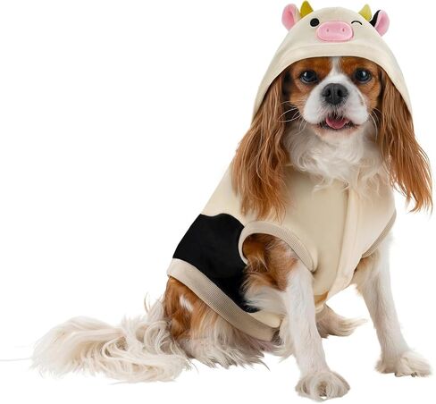 Squishmallow Original Connor The Cow Pet Hoodie - ملابس Jazwares الرسمية للحيوانات الأليفة فائقة النعومة (صغير) متعدد الألوان in Saudi Arabia