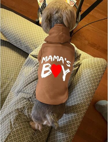 Cat Hoodies for Cats Pet Puppy Clothes Dog Hoodie Mama'Boy Printed Hooded Sweatshirt for Small Medium Size Dogs(Black,S) in Saudi Arabia