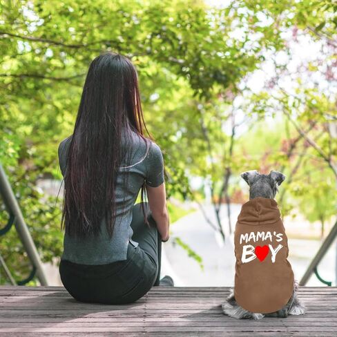 Cat Hoodies for Cats Pet Puppy Clothes Dog Hoodie Mama'Boy Printed Hooded Sweatshirt for Small Medium Size Dogs(Black,S) in Saudi Arabia