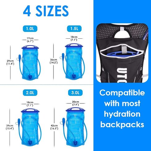 UTOBEST Hydration Bladder Water Bladder for Hiking Backpack UTR201 | PEVA,BPA Free,Leakproof,High Flow Bite Valve, Easy Use and Cleaning, for Hiking,Running,Cycling,Camping in Kuwait