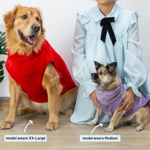 Dog Jacket for Cold Weather, 2 Pack Cozy Winter Warm Turtleneck Dog Coat Clothes for Large Meidum Small Dogs, Fleece Adjustable Pullover Dog Vest Sweater (M-XXL) in Saudi Arabia