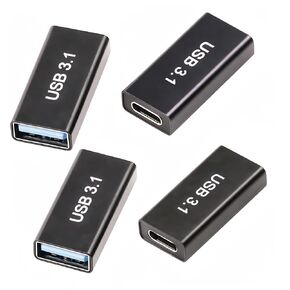 𝟒𝐏𝐚𝐜𝐤 𝐔𝐩𝐠𝐫𝐚𝐝𝐞𝐝 Usb Female to USBc Female Adapter，USB to USB C Adapter, Usb3.1 Female to USB C Female Adapter Connector Compatible with MacBook Pro/Air, IPad Pro Google Pixel, Huawei Etc