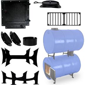 Sonret- Barrel Wood Stove Kit with Double Barrel Stove Kit & Burn Barrel Grate – Perfect for Wood Stove Kit for 55 Gallon Drum - Wood Burning Stove Kit Barrel Stove Door - Camp Stove kit for Heating