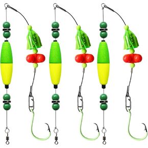 Catfish Rig,Catfish Rigs Catfish Float Rigs with Rattler Santee Cooper Rigs,Catfish Floats Catfishing Tackle for Bank Fishing 6/0 8/0 10/0 Circle Hooks 3Packs