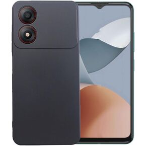 Case for ZTE Blade A34 + Glass Screen Protector Tempered Film - Transparent Silicone Soft Flexible Bumper Shockproof TPU Protective Cover Shell for ZTE Blade A34 (Black)