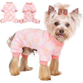 Small Dog Pajamas Boy Girl, Cotton Stretchable Pet Dog Pajamass Jammies Puppy Outfits for 2XS Dogs Female Male, Winter Doggie Pjs Doggy Pajamas for XXS Dogs (Pink, XXS)