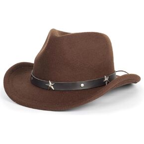 Kid Western Cowboy Hat Felt Cowgirl Fedora Hat with Buckle Belt for Boys Girls 4-8 Years in Kuwait