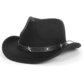 Kid Western Cowboy Hat Felt Cowgirl Fedora Hat with Buckle Belt for Boys Girls 4-8 Years