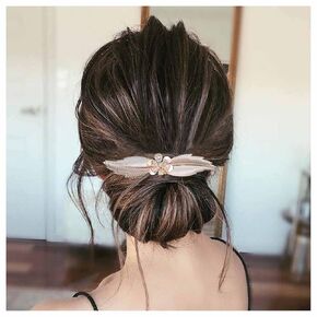 Vintage Metal Leaf Hair Comb Barrette Crystal Flower Hair Comb Silver Large Feather Headpiece Metal Feather Hair Comb Decorative Headwear Hair Accessories for Women