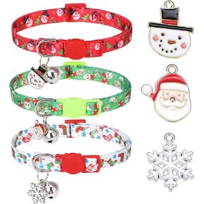 EXPAWLORER Halloween Cat Collar Breakaway - Adjustable Bow Tie Cat Collars with Removable Bell, Holiday Cat Collars Also for Coming Thanksgiving Christmas Decoration Gifts, 3 Pack in 3 Style