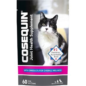 Nutramax Cosequin Joint Health Supplement for Cats - With Glucosamine, Chondroitin, and Omega-3, 60 Soft Chews