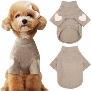 Dog Sweatshirt for Small Medium Dogs Warm Pet T Shirt Dog Clothes with Heart Print Cat Puppy Outfit Doggie Sweatshirts for Teddy,Chihuahua Schnauzer (Green, Small)