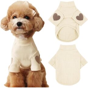 Dog Sweatshirt for Small Medium Dogs Warm Pet T Shirt Dog Clothes with Heart Print Cat Puppy Outfit Doggie Sweatshirts for Teddy,Chihuahua Schnauzer (Green, Small) in Saudi Arabia