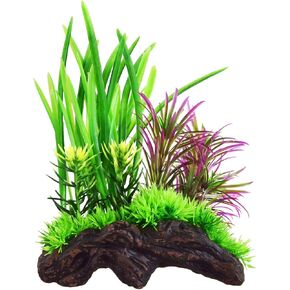Underwater Treasures Ceramic Driftwood with Plant - A