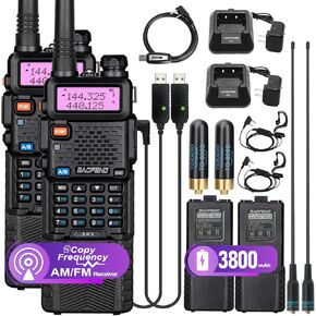 BAOFENG UV-5RX (Upgraded of UV-5R) Multi-Band Ham Radio, 136-174/400-520Mhz Receiving, Two Way Radio with 3800mAh Rechargeable and 711 Antenna (2 Pack)