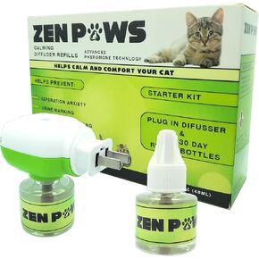 Zenpaws Upgraded No Scent - Diffuser Cat Relaxant Refill - Compatibility : Refills fit and are Compatible with All Major Brand diffusers. Feliway, Comfort Zone, ThunderEase, Relaxivet