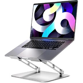 minisopuru Adjustable Laptop Stand for Desk, Portable Laptop Riser, Foldable Aluminum Laptop Holder, Ergonomic Computer Stand for Laptop with MacBook Pro/Air, Dell XPS, HP (10.9-17.3'') - Silver